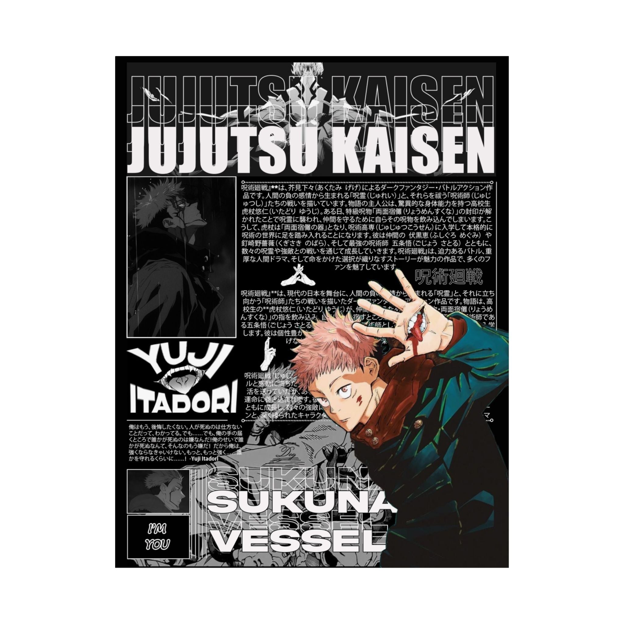 Yuji Itadori Jujutsu Kaisen Anime Poster