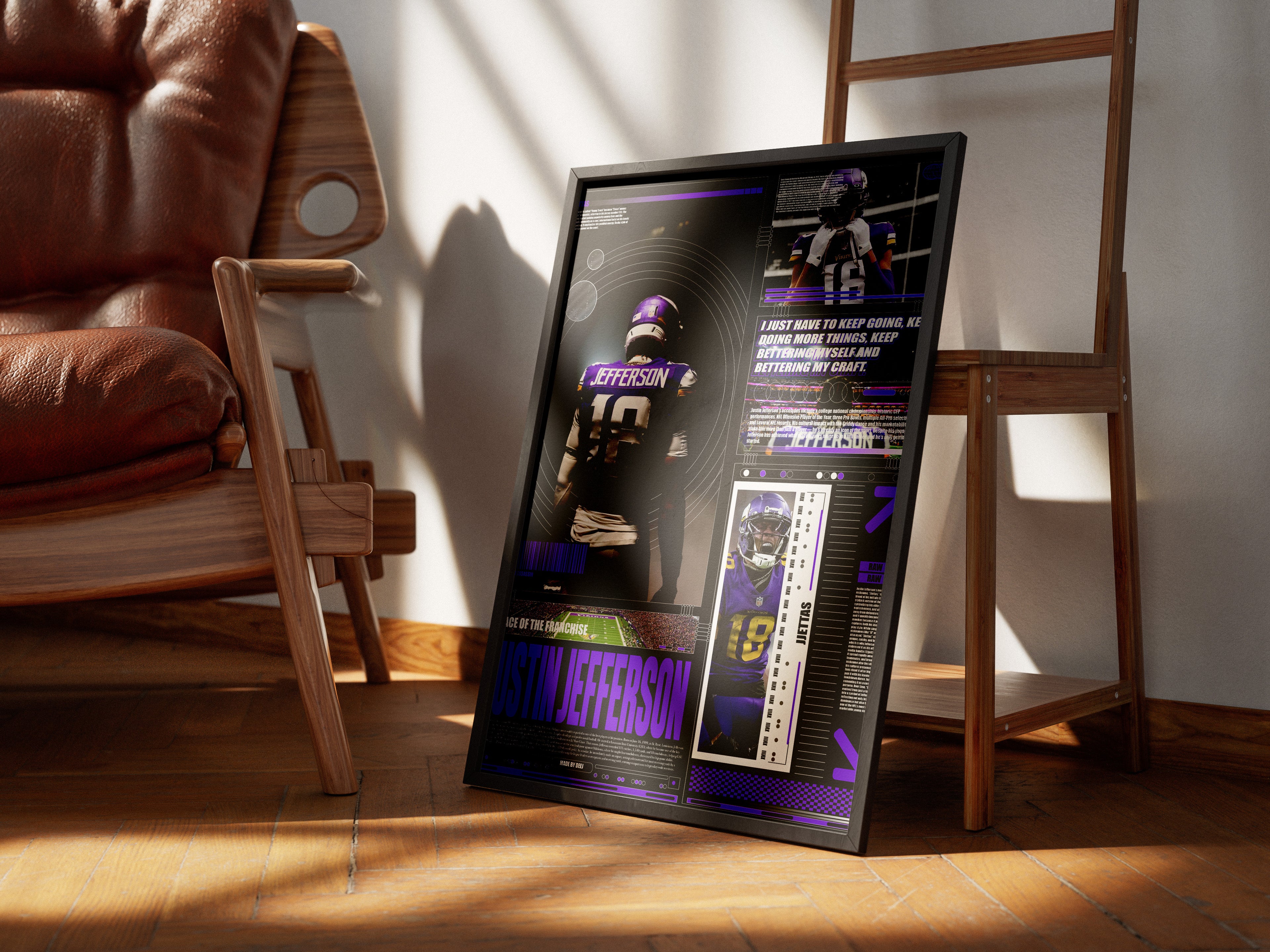 Justin Jefferson Matte Vertical Posters, Sports Wall Art, Room Decor for Fans, NFL Gifts, Unique Sports Collectibles