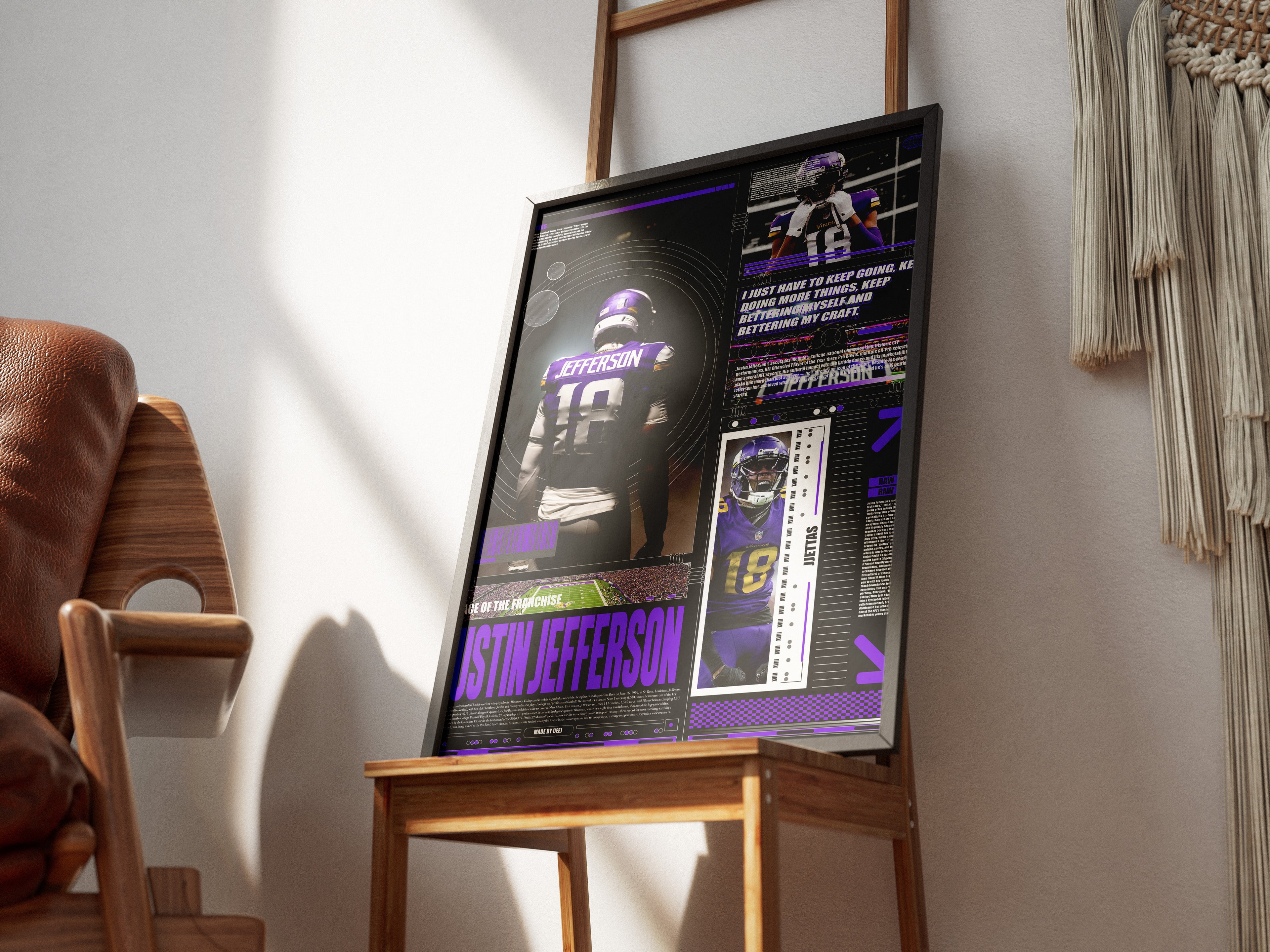 Justin Jefferson Matte Vertical Posters, Sports Wall Art, Room Decor for Fans, NFL Gifts, Unique Sports Collectibles